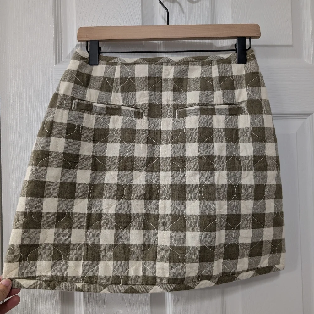 NWT, Madewell, Women's 00 Quilted Flannel Mini Skirt, Gingham Check‎